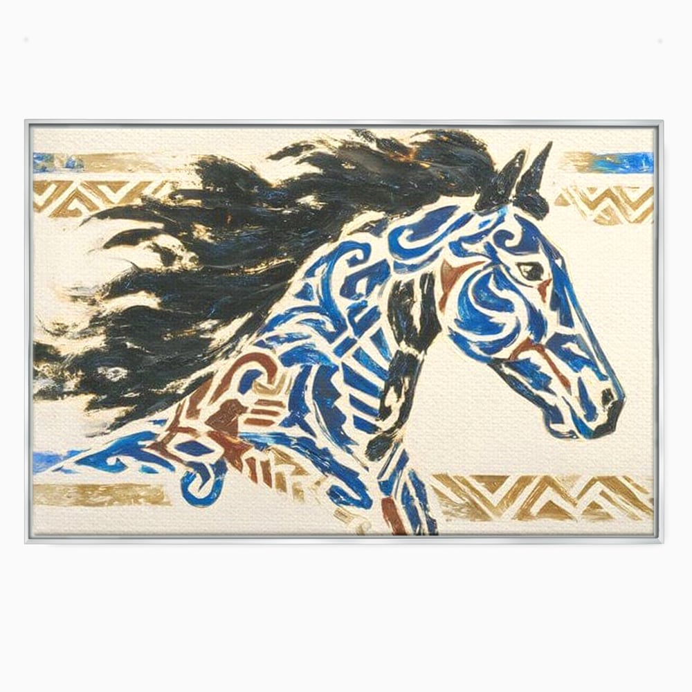 Tablou Canvas Premium, LuxCanva® M1525, Galop catre Istorie, Simboluri, Arta Abstracta, Animal, Desen, Cal, Rustic, Tribal, Dormitor, Birou, Living, Camera Copil