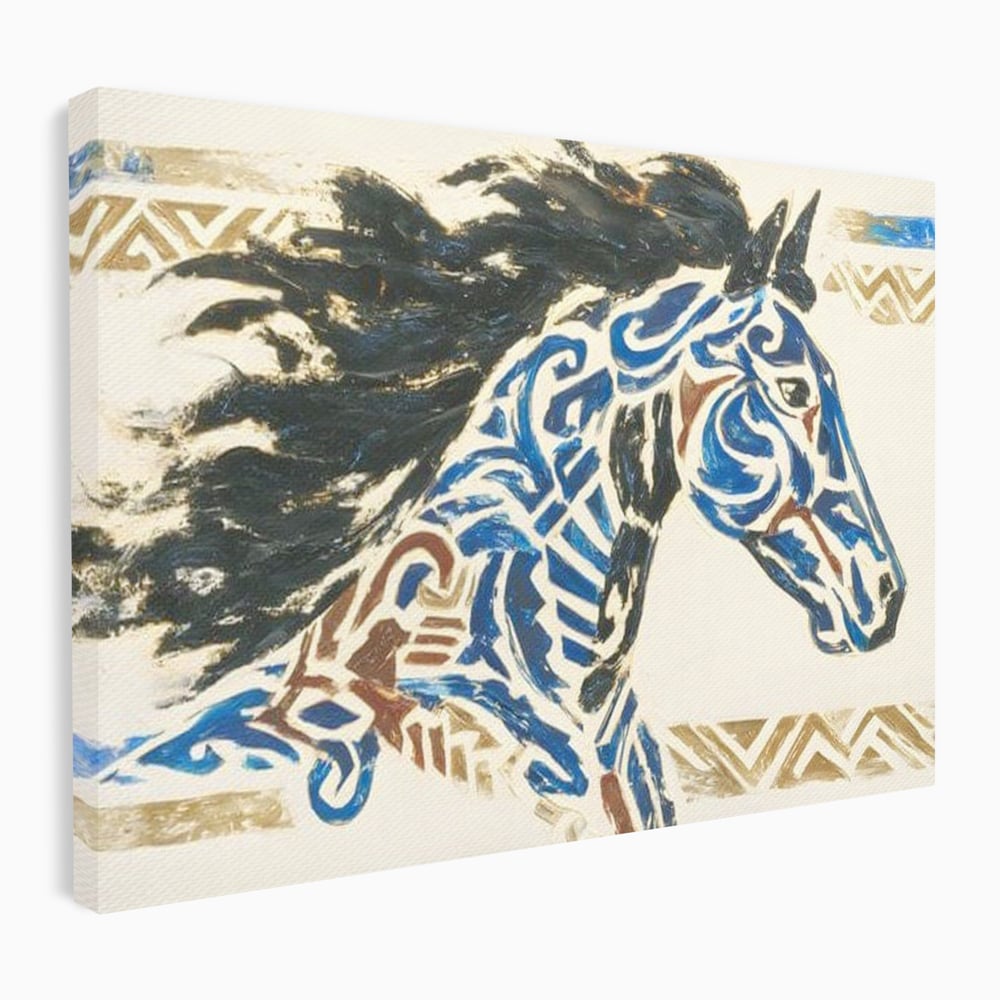 Tablou Canvas Premium, LuxCanva® M1525, Galop catre Istorie, Simboluri, Arta Abstracta, Animal, Desen, Cal, Rustic, Tribal, Dormitor, Birou, Living, Camera Copil