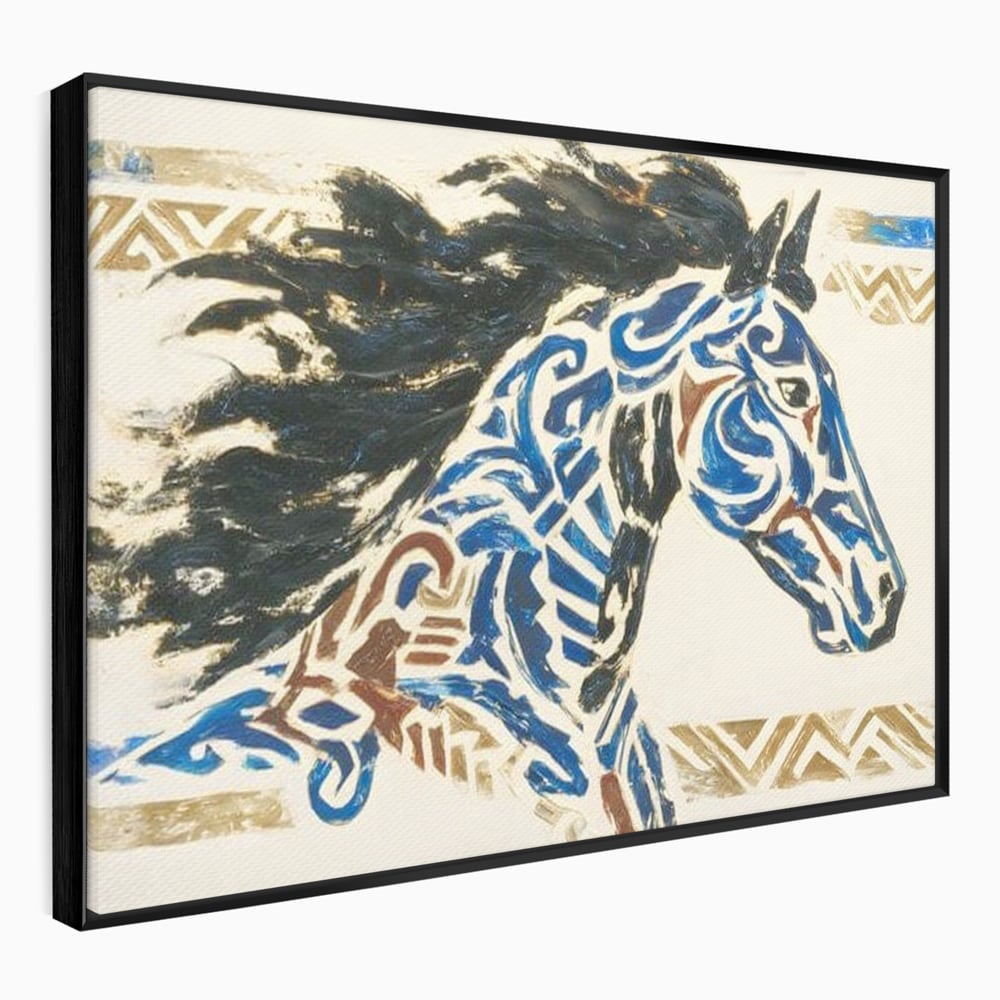 Tablou Canvas Premium, LuxCanva® M1525, Galop catre Istorie, Simboluri, Arta Abstracta, Animal, Desen, Cal, Rustic, Tribal, Dormitor, Birou, Living, Camera Copil