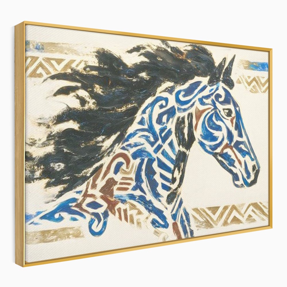Tablou Canvas Premium, LuxCanva® M1525, Galop catre Istorie, Simboluri, Arta Abstracta, Animal, Desen, Cal, Rustic, Tribal, Dormitor, Birou, Living, Camera Copil