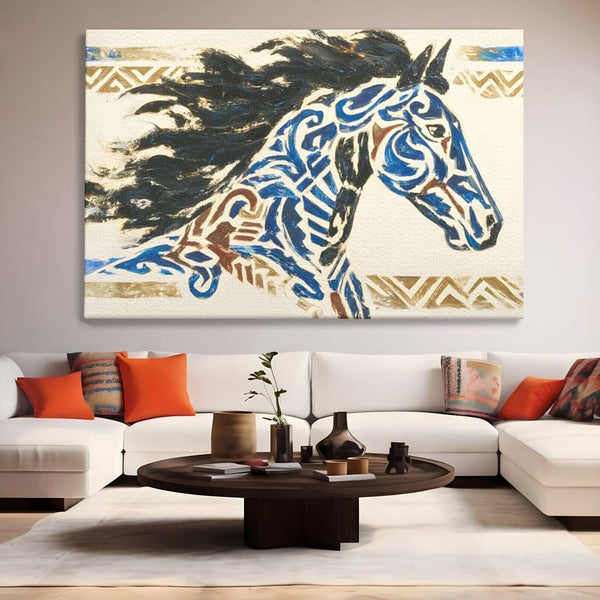 Tablou Canvas Premium, LuxCanva® M1525, Galop catre Istorie, Simboluri, Arta Abstracta, Animal, Desen, Cal, Rustic, Tribal, Dormitor, Birou, Living, Camera Copil