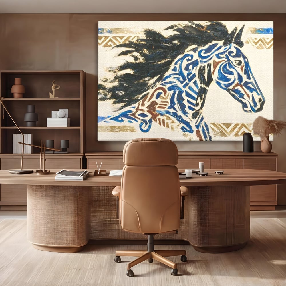 Tablou Canvas Premium, LuxCanva® M1525, Galop catre Istorie, Simboluri, Arta Abstracta, Animal, Desen, Cal, Rustic, Tribal, Dormitor, Birou, Living, Camera Copil