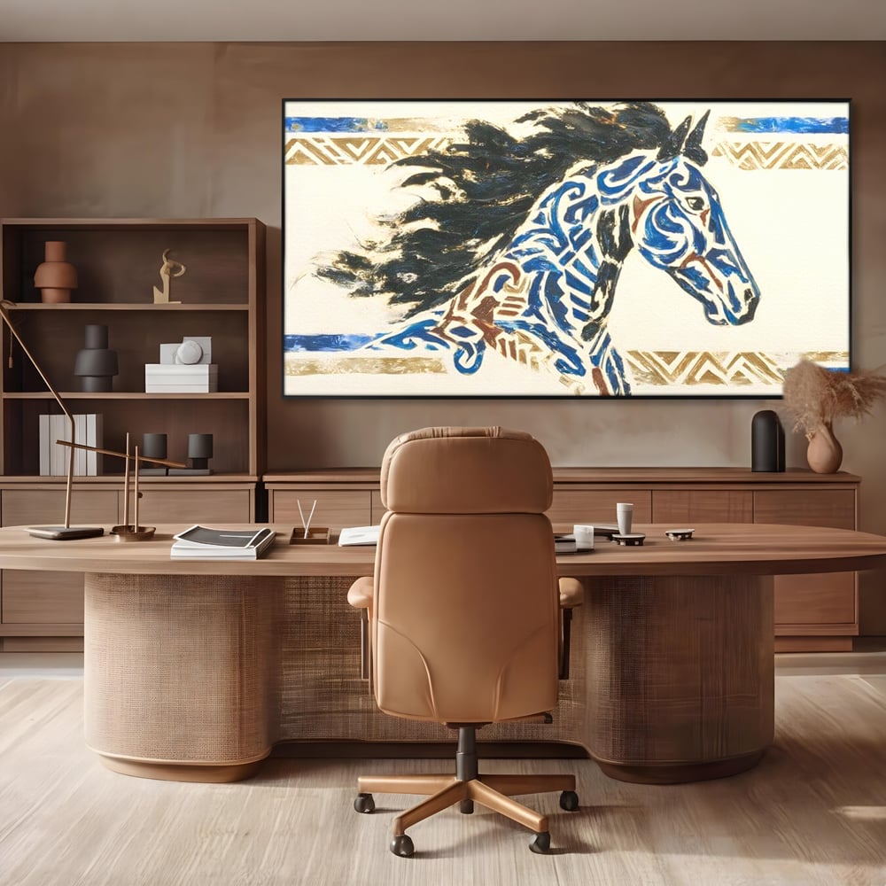 Tablou Canvas Premium, LuxCanva® M1525, Galop catre Istorie, Simboluri, Arta Abstracta, Animal, Desen, Cal, Rustic, Tribal, Dormitor, Birou, Living, Camera Copil