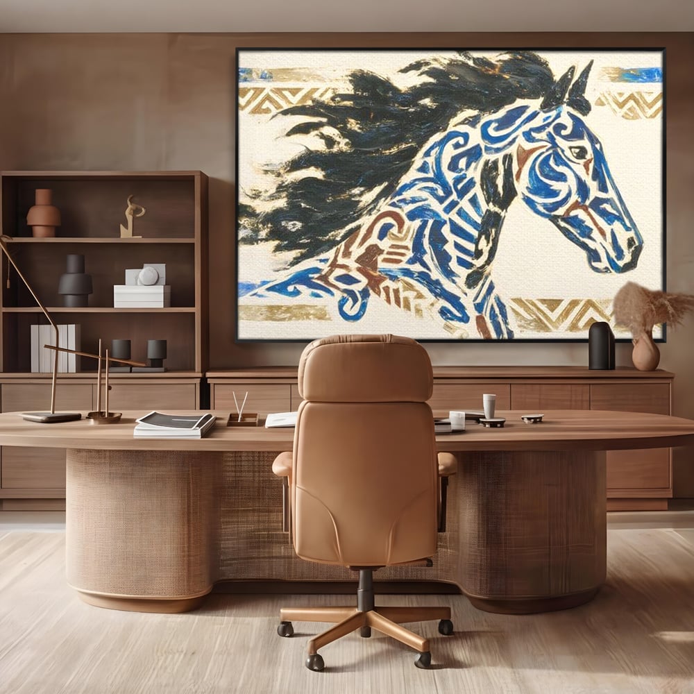 Tablou Canvas Premium, LuxCanva® M1525, Galop catre Istorie, Simboluri, Arta Abstracta, Animal, Desen, Cal, Rustic, Tribal, Dormitor, Birou, Living, Camera Copil