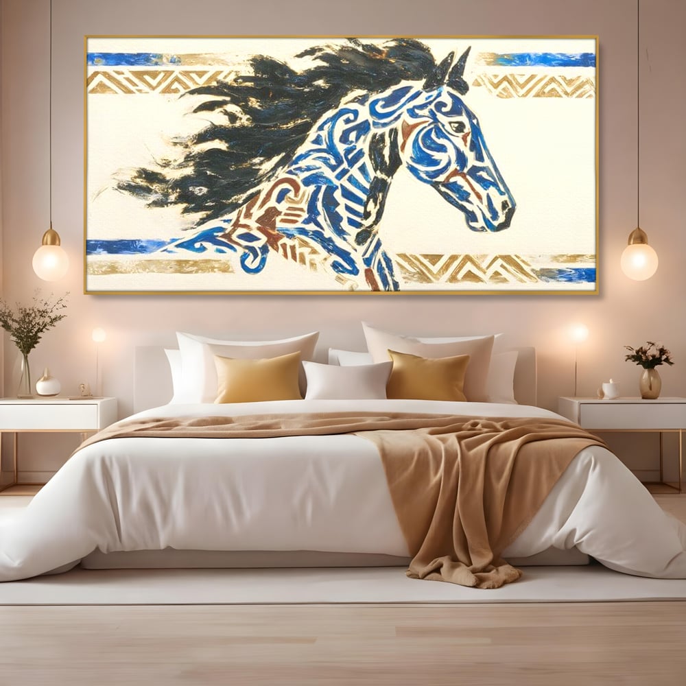 Tablou Canvas Premium, LuxCanva® M1525, Galop catre Istorie, Simboluri, Arta Abstracta, Animal, Desen, Cal, Rustic, Tribal, Dormitor, Birou, Living, Camera Copil