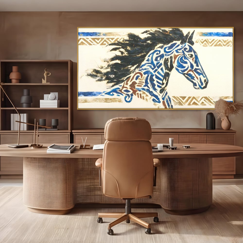 Tablou Canvas Premium, LuxCanva® M1525, Galop catre Istorie, Simboluri, Arta Abstracta, Animal, Desen, Cal, Rustic, Tribal, Dormitor, Birou, Living, Camera Copil