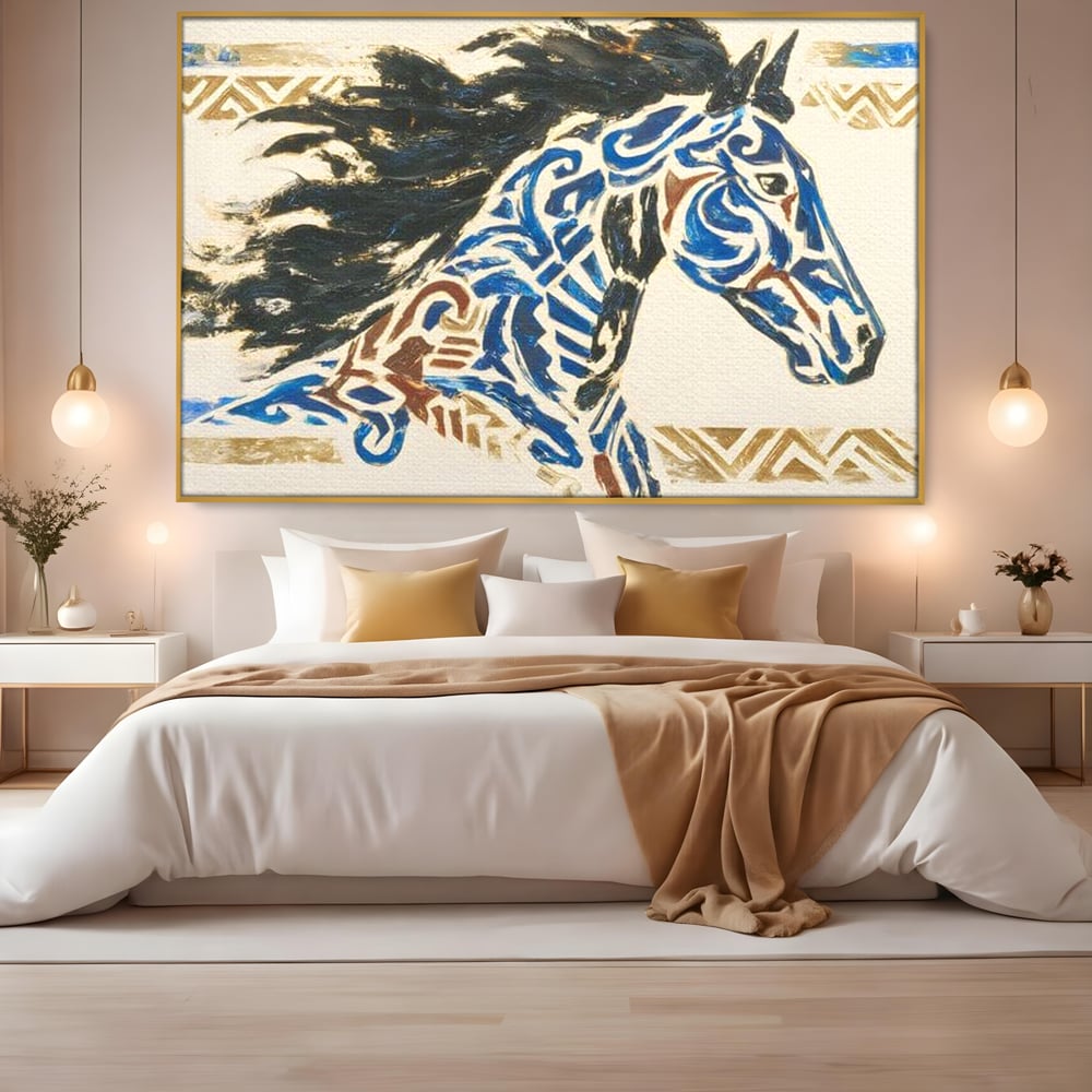 Tablou Canvas Premium, LuxCanva® M1525, Galop catre Istorie, Simboluri, Arta Abstracta, Animal, Desen, Cal, Rustic, Tribal, Dormitor, Birou, Living, Camera Copil