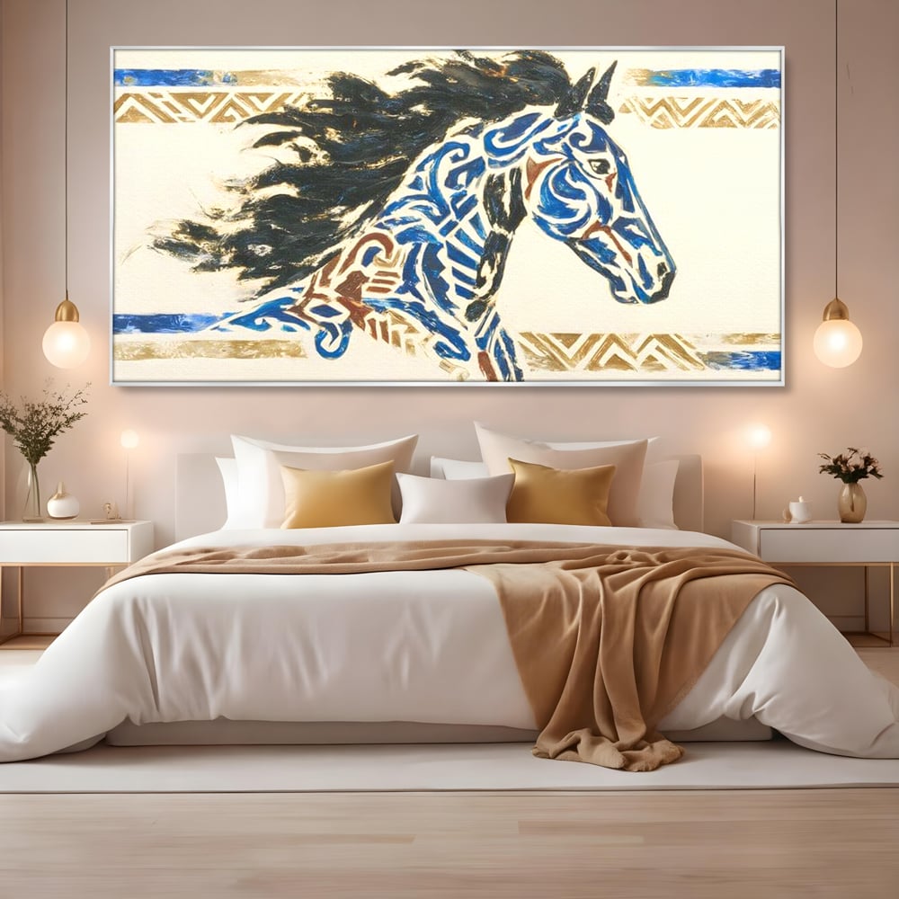 Tablou Canvas Premium, LuxCanva® M1525, Galop catre Istorie, Simboluri, Arta Abstracta, Animal, Desen, Cal, Rustic, Tribal, Dormitor, Birou, Living, Camera Copil