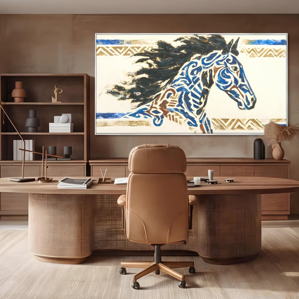 Tablou Canvas Premium, LuxCanva® M1525, Galop catre Istorie, Simboluri, Arta Abstracta, Animal, Desen, Cal, Rustic, Tribal, Dormitor, Birou, Living, Camera Copil