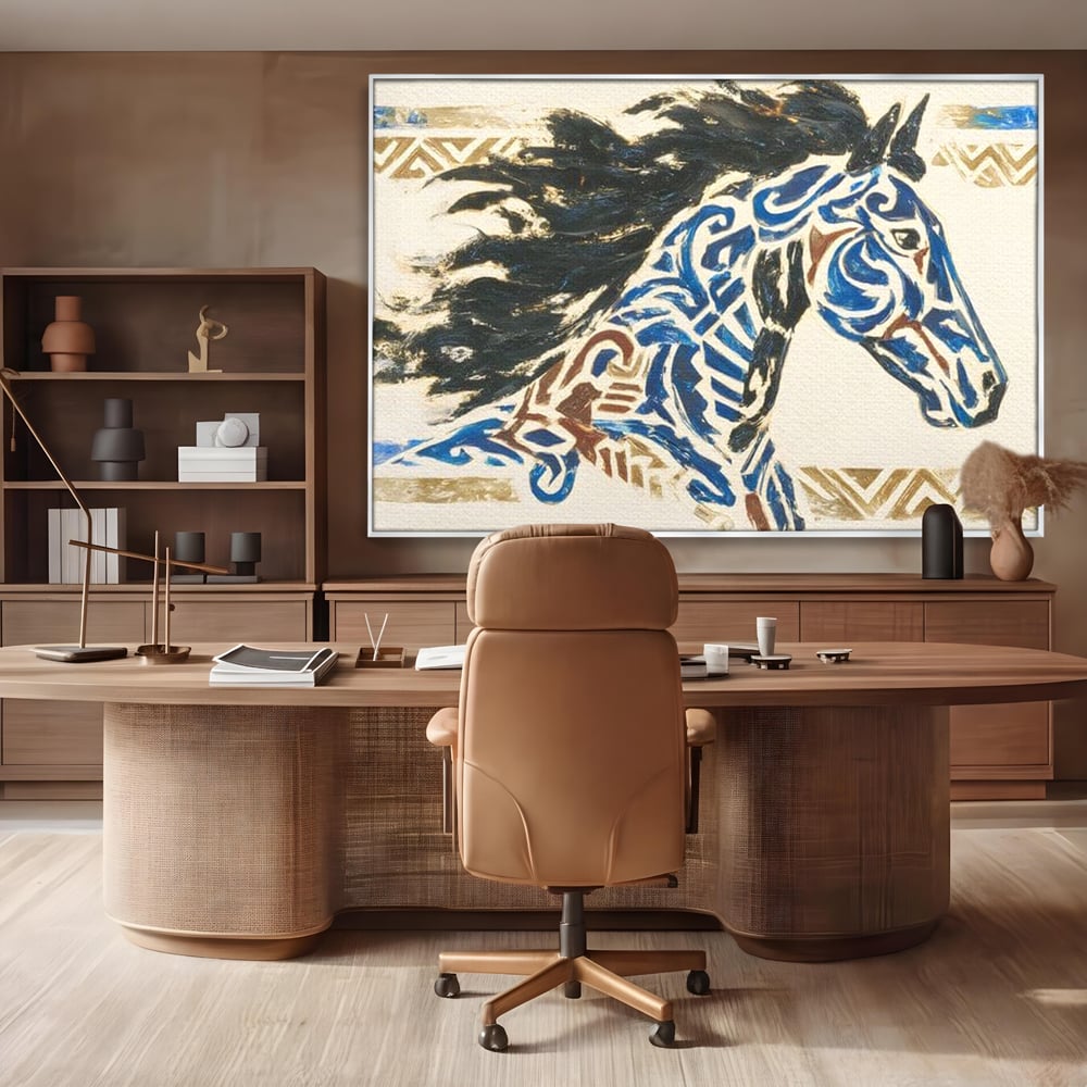 Tablou Canvas Premium, LuxCanva® M1525, Galop catre Istorie, Simboluri, Arta Abstracta, Animal, Desen, Cal, Rustic, Tribal, Dormitor, Birou, Living, Camera Copil