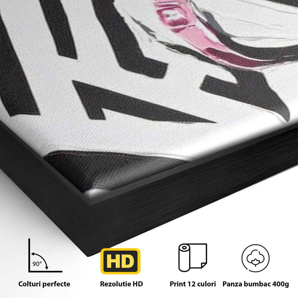Leinwandbilder Premium, LuxCanva® M1526, Grace in einer rosa Hängematte, Streifen, Linien, Pferd, Pferdesattel, ausdrucksstark, Design, modern, Tier, Kontrast, Schlafzimmer, Büro, Wohnen, Wohnzimmer, Kinderzimmer