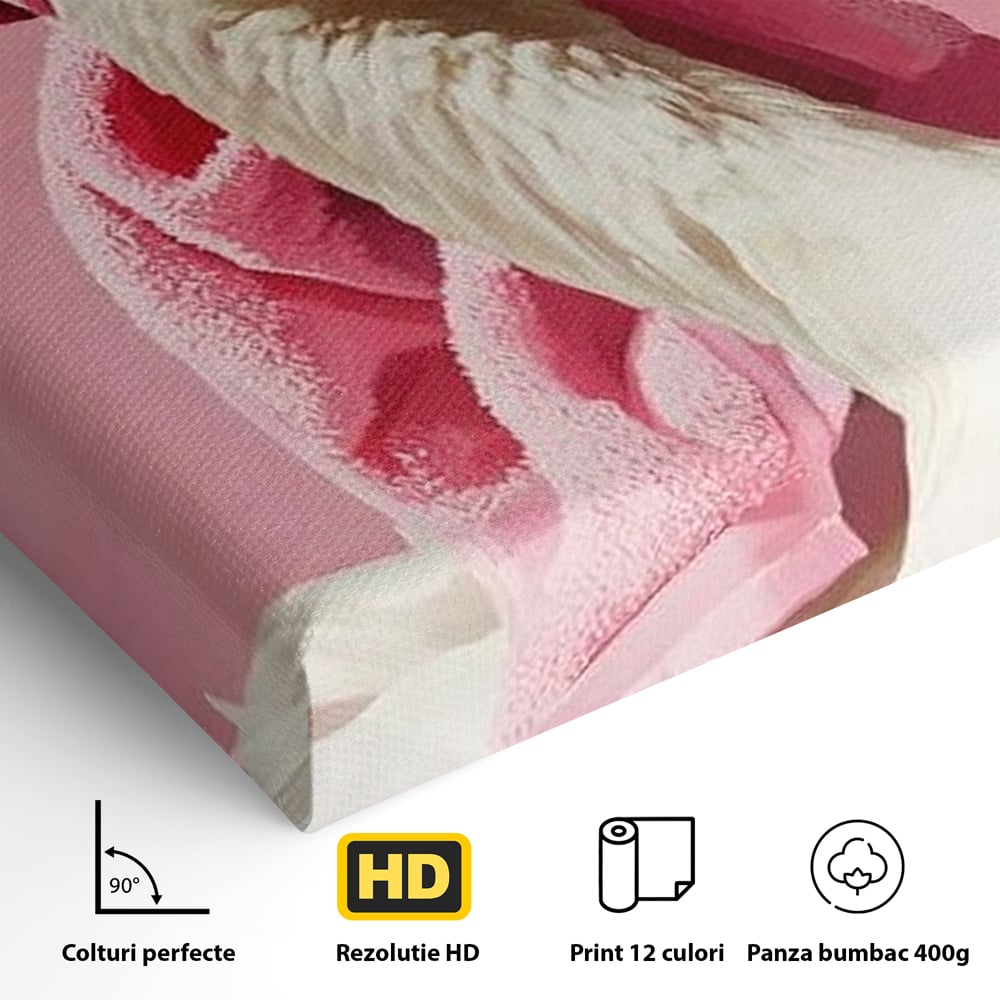 Leinwand Wandkunst Leinwand Wandkunst Premium, LuxCanva® M1527, Schönheitsritual, Badezimmer, Handtuch, rosa, rosa, Gans, Vogel, liebenswert, sauber, elegant, Schlafzimmer, Büro, Wohnen, Babyzimmer