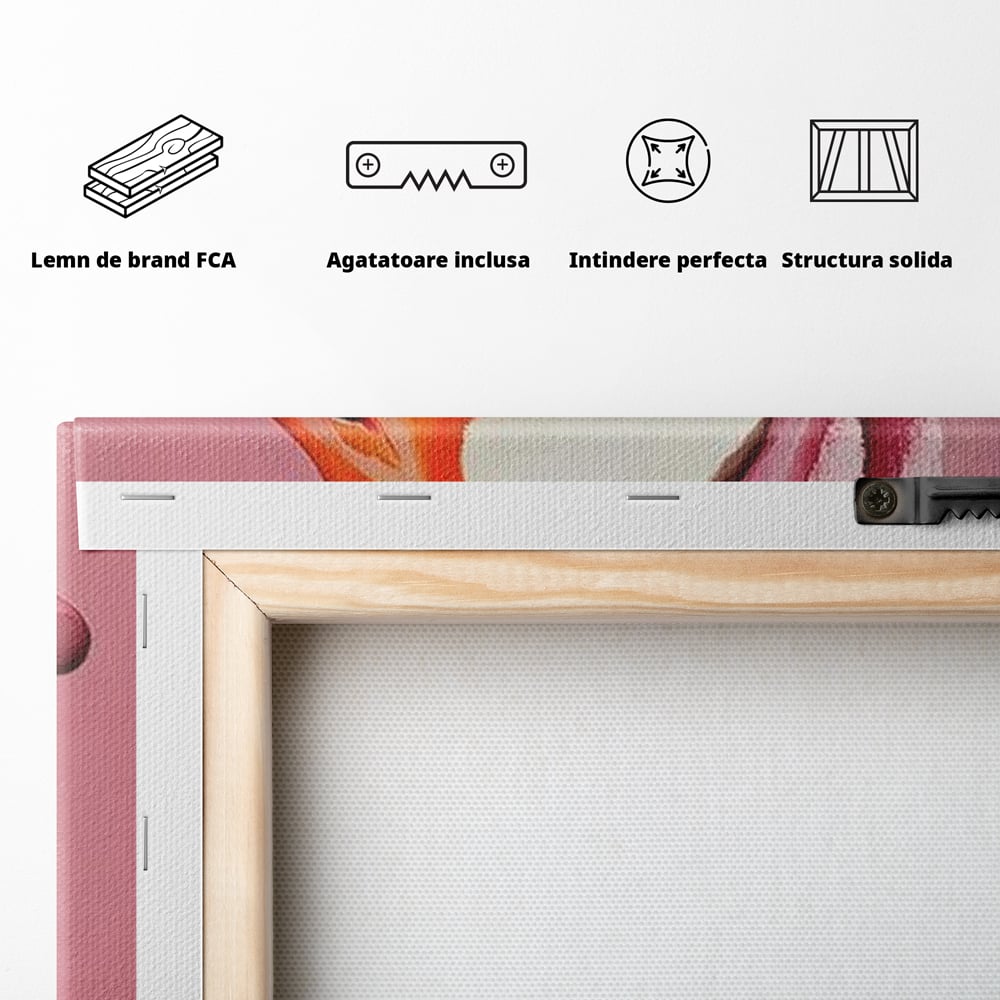 Leinwand Wandkunst Leinwand Wandkunst Premium, LuxCanva® M1527, Schönheitsritual, Badezimmer, Handtuch, rosa, rosa, Gans, Vogel, liebenswert, sauber, elegant, Schlafzimmer, Büro, Wohnen, Babyzimmer