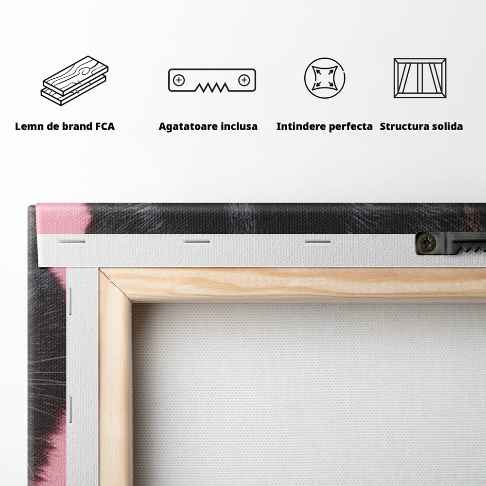 Tablou Canvas Premium, LuxCanva® M1528, Perla Intunecata, Pisica, Felina, Bijuterie, Diamante, Glam, Lux, Roz, Elegant, Fioros, Dormitor, Birou, Living, Camera Copil