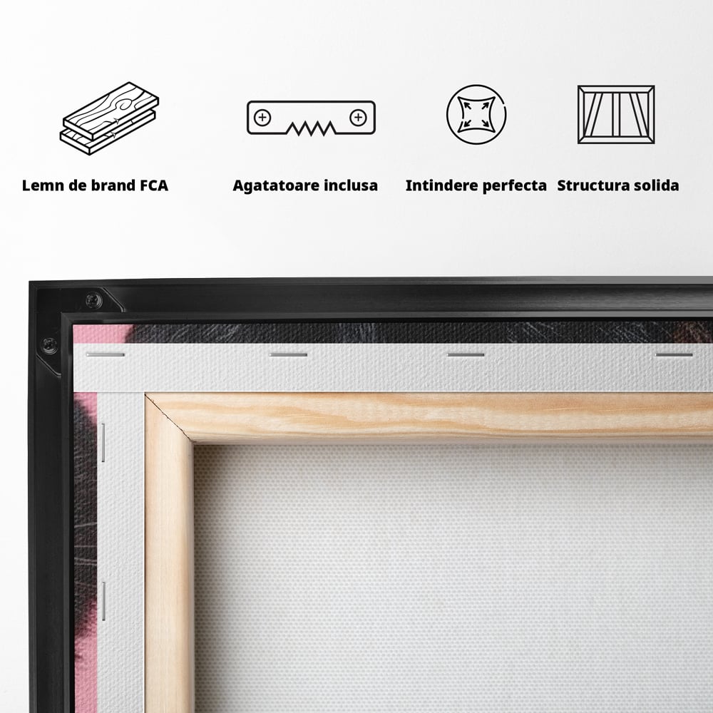 Tablou Canvas Premium, LuxCanva® M1528, Perla Intunecata, Pisica, Felina, Bijuterie, Diamante, Glam, Lux, Roz, Elegant, Fioros, Dormitor, Birou, Living, Camera Copil