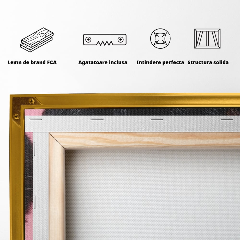 Tablou Canvas Premium, LuxCanva® M1528, Perla Intunecata, Pisica, Felina, Bijuterie, Diamante, Glam, Lux, Roz, Elegant, Fioros, Dormitor, Birou, Living, Camera Copil