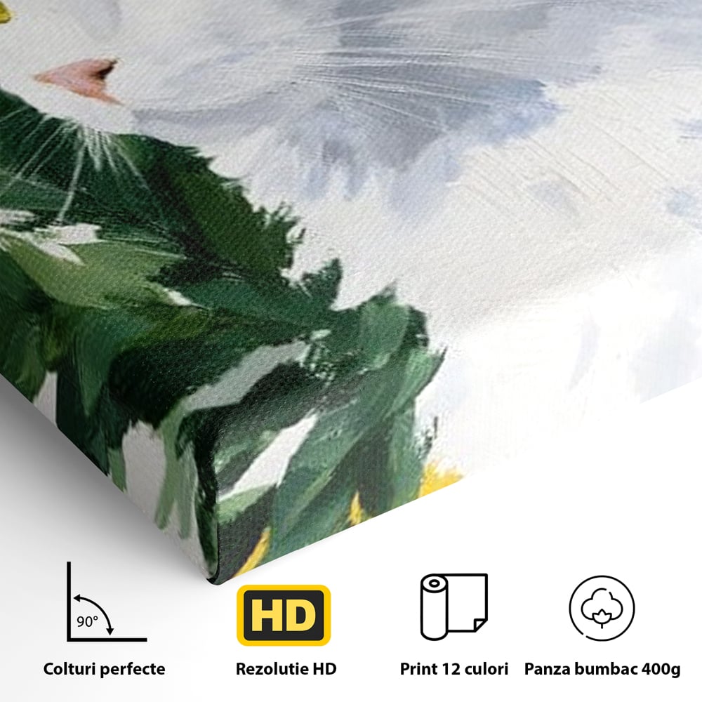 Leinwand Wandkunst Premium, LuxCanva® M1530, Im Sonnengarten, Katze, Tier, Katze, abstrakte Kunst, Blätter, Vegetation, Schnurrbart, Schlafzimmer, Büro, Wohnzimmer, Babyzimmer