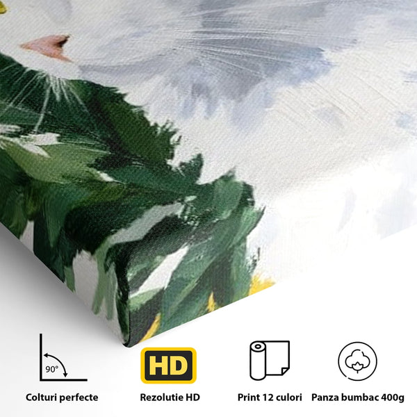 Leinwand Wandkunst Premium, LuxCanva® M1530, Im Sonnengarten, Katze, Tier, Katze, abstrakte Kunst, Blätter, Vegetation, Schnurrbart, Schlafzimmer, Büro, Wohnzimmer, Babyzimmer