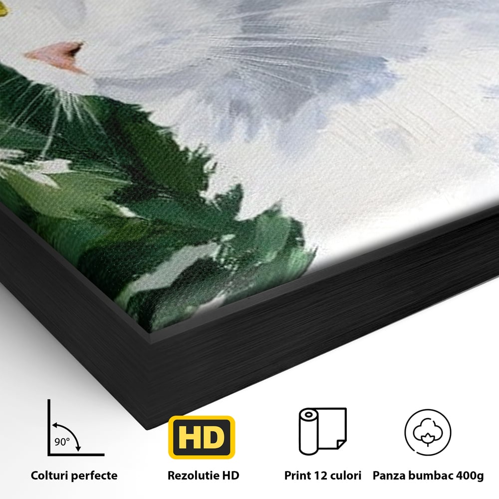 Leinwand Wandkunst Premium, LuxCanva® M1530, Im Sonnengarten, Katze, Tier, Katze, abstrakte Kunst, Blätter, Vegetation, Schnurrbart, Schlafzimmer, Büro, Wohnzimmer, Babyzimmer