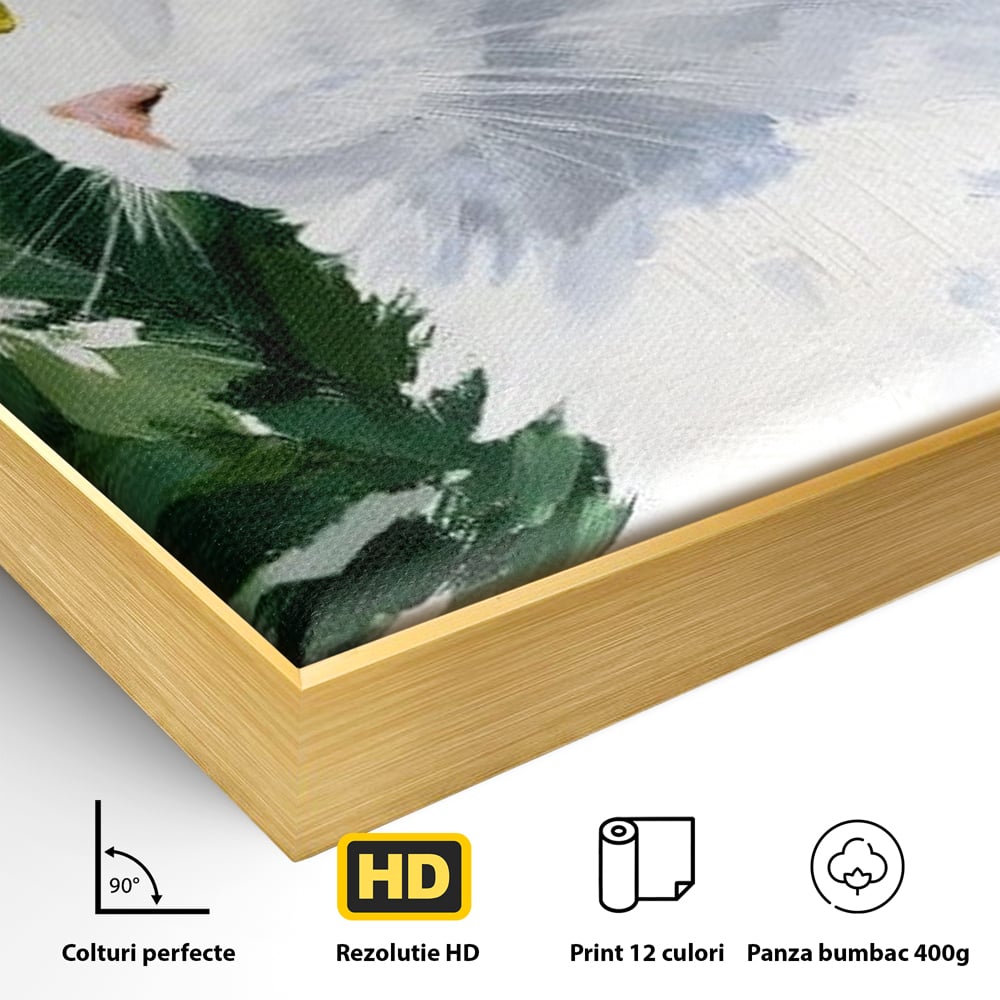 Leinwand Wandkunst Premium, LuxCanva® M1530, Im Sonnengarten, Katze, Tier, Katze, abstrakte Kunst, Blätter, Vegetation, Schnurrbart, Schlafzimmer, Büro, Wohnzimmer, Babyzimmer