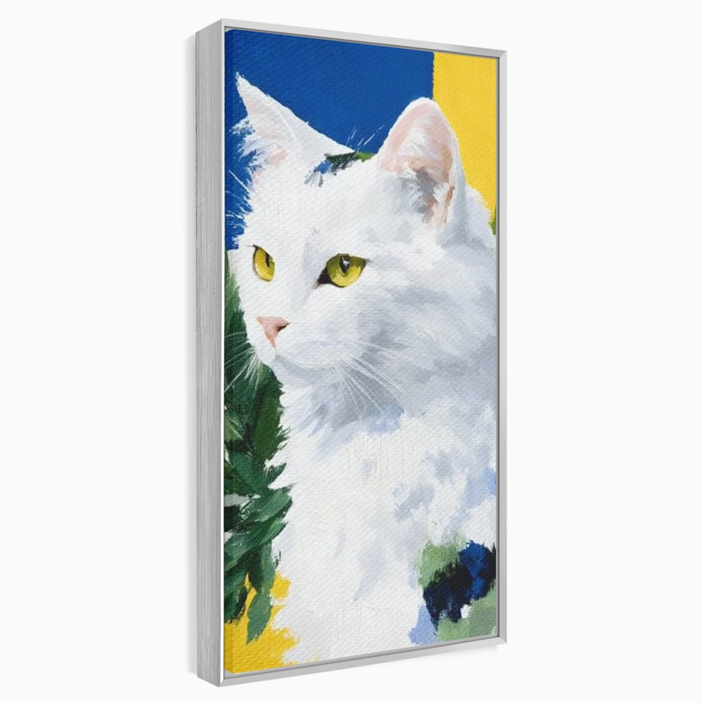Leinwand Wandkunst Premium, LuxCanva® M1530, Im Sonnengarten, Katze, Tier, Katze, abstrakte Kunst, Blätter, Vegetation, Schnurrbart, Schlafzimmer, Büro, Wohnzimmer, Babyzimmer