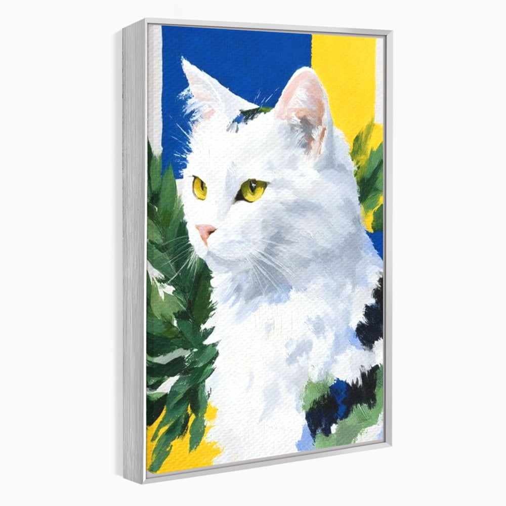 Leinwand Wandkunst Premium, LuxCanva® M1530, Im Sonnengarten, Katze, Tier, Katze, abstrakte Kunst, Blätter, Vegetation, Schnurrbart, Schlafzimmer, Büro, Wohnzimmer, Babyzimmer