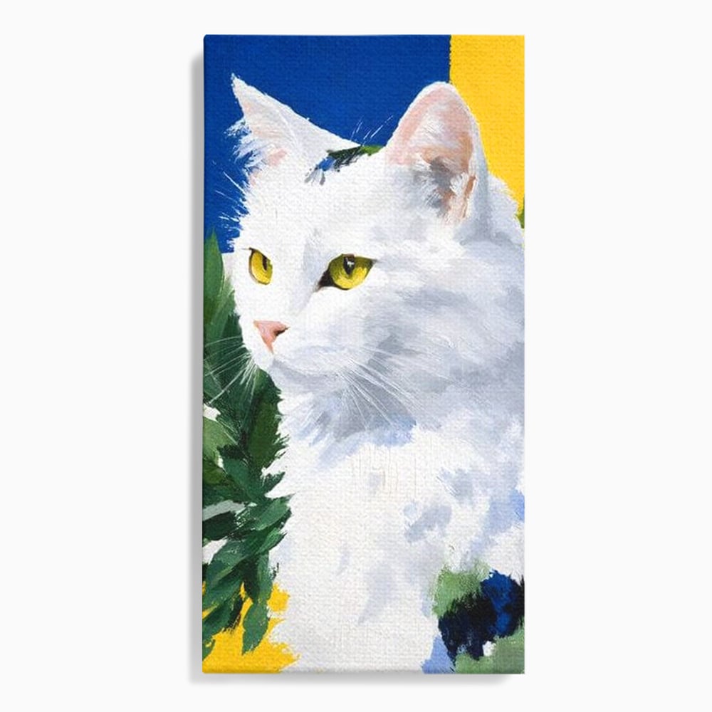 Leinwand Wandkunst Premium, LuxCanva® M1530, Im Sonnengarten, Katze, Tier, Katze, abstrakte Kunst, Blätter, Vegetation, Schnurrbart, Schlafzimmer, Büro, Wohnzimmer, Babyzimmer