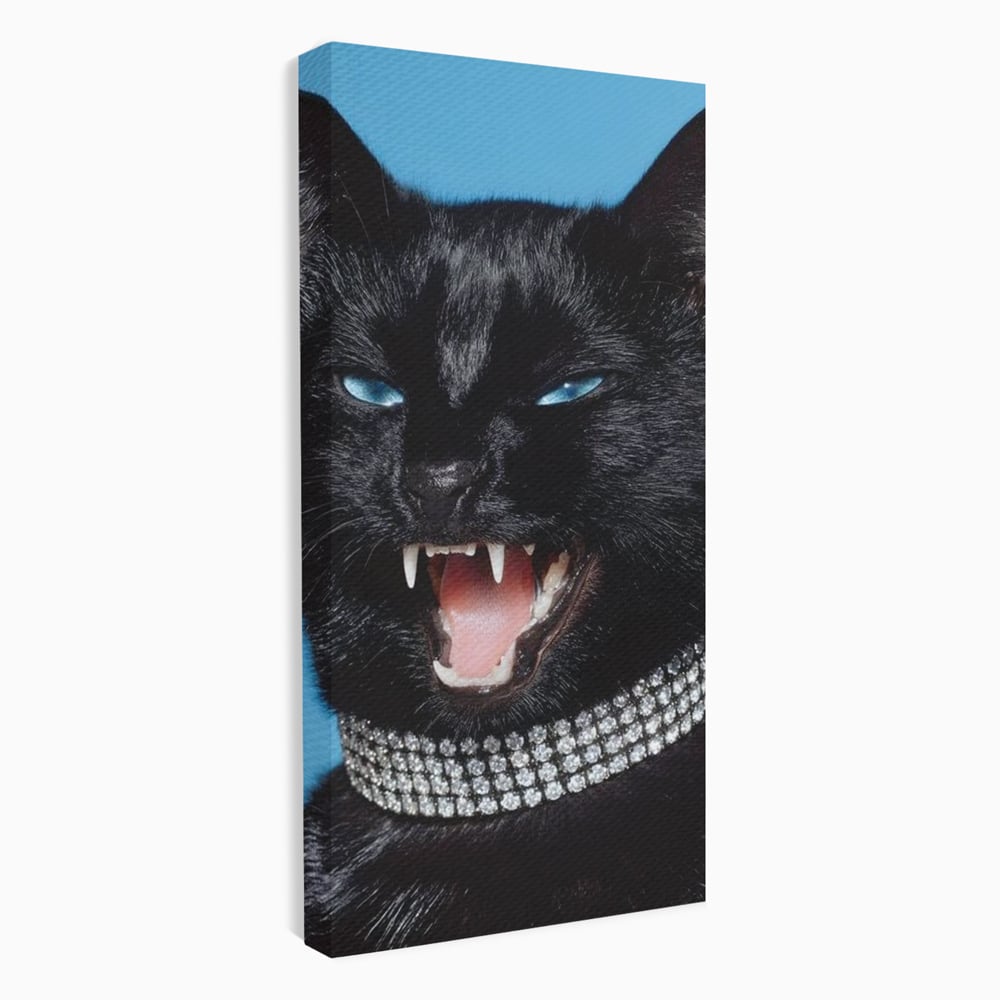 Tablou Canvas Premium, LuxCanva® M1531, Colti de Diamant, Zgarda, Diamante, Bijuterie, Motan, Felina, Animal, Fioros, Dormitor, Birou, Living, Camera Copil