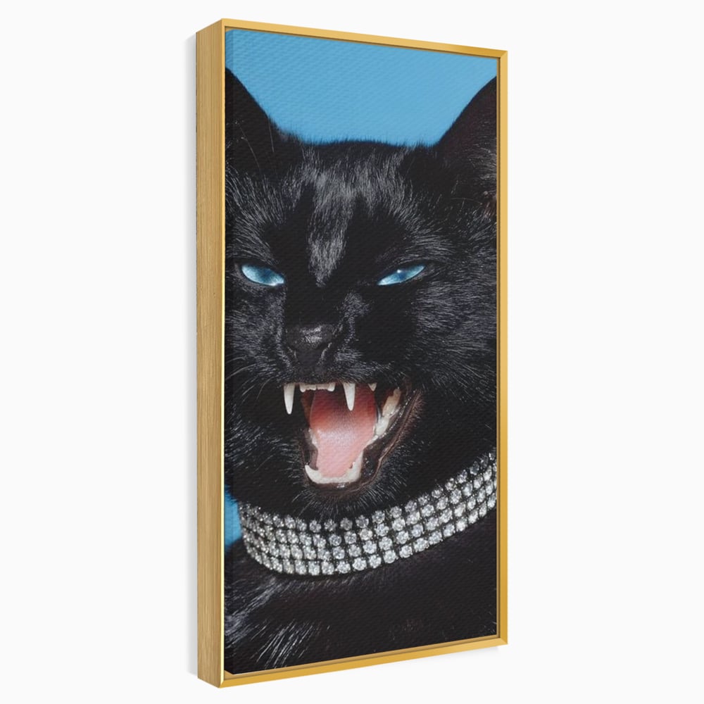 Tablou Canvas Premium, LuxCanva® M1531, Colti de Diamant, Zgarda, Diamante, Bijuterie, Motan, Felina, Animal, Fioros, Dormitor, Birou, Living, Camera Copil