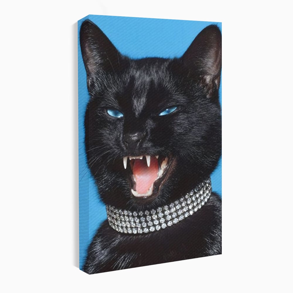 Tablou Canvas Premium, LuxCanva® M1531, Colti de Diamant, Zgarda, Diamante, Bijuterie, Motan, Felina, Animal, Fioros, Dormitor, Birou, Living, Camera Copil