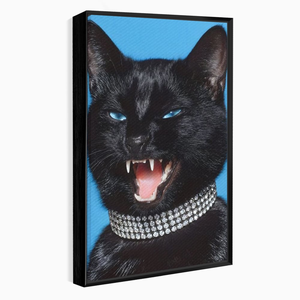 Tablou Canvas Premium, LuxCanva® M1531, Colti de Diamant, Zgarda, Diamante, Bijuterie, Motan, Felina, Animal, Fioros, Dormitor, Birou, Living, Camera Copil