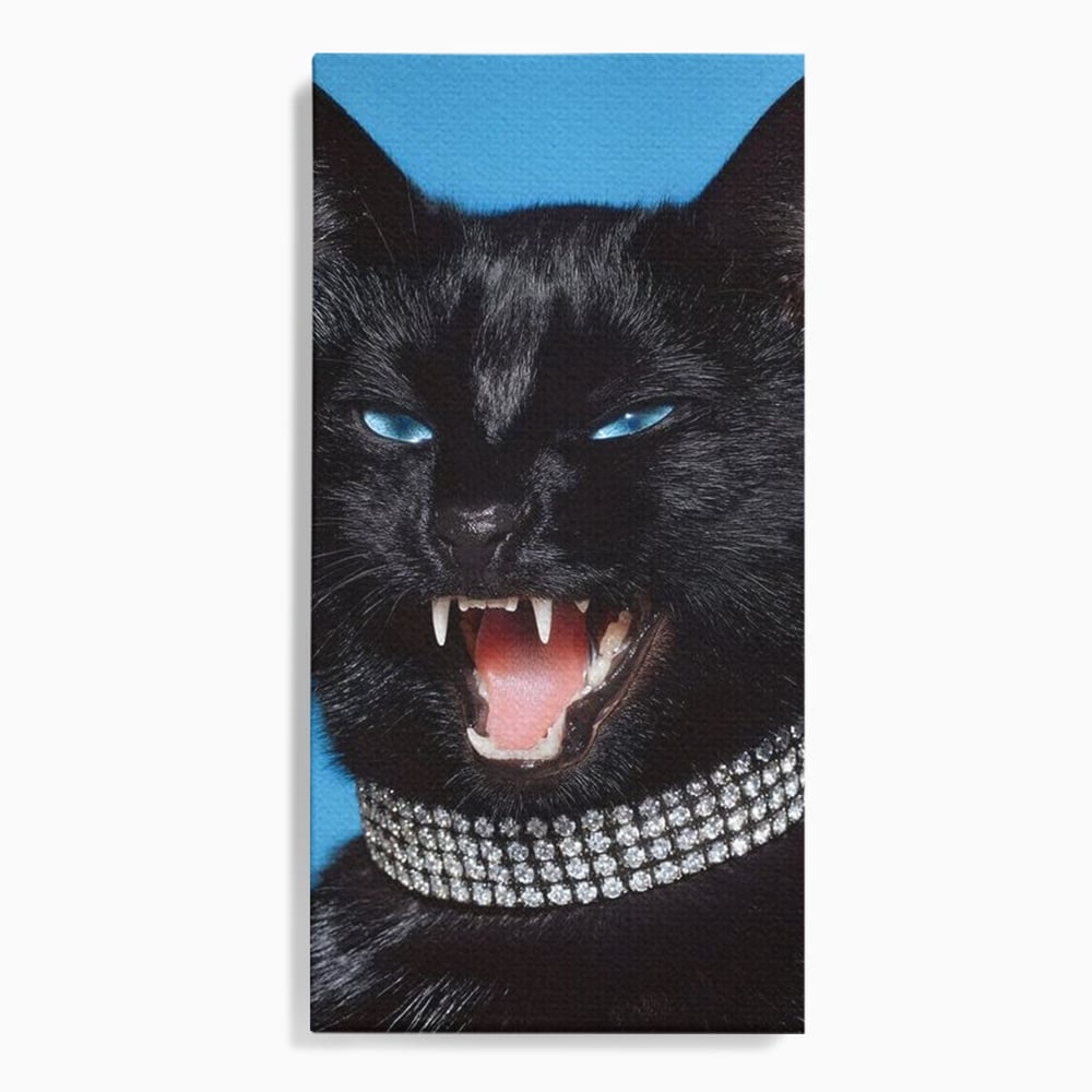 Tablou Canvas Premium, LuxCanva® M1531, Colti de Diamant, Zgarda, Diamante, Bijuterie, Motan, Felina, Animal, Fioros, Dormitor, Birou, Living, Camera Copil