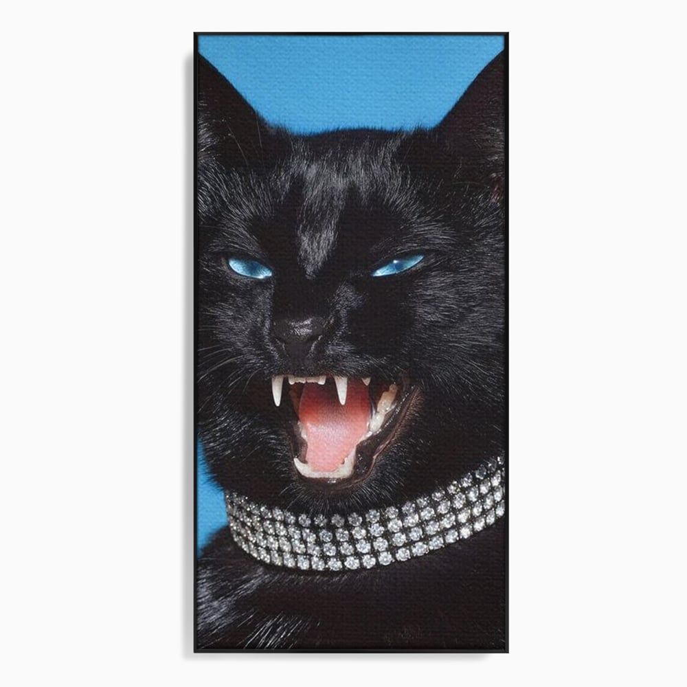 Tablou Canvas Premium, LuxCanva® M1531, Colti de Diamant, Zgarda, Diamante, Bijuterie, Motan, Felina, Animal, Fioros, Dormitor, Birou, Living, Camera Copil