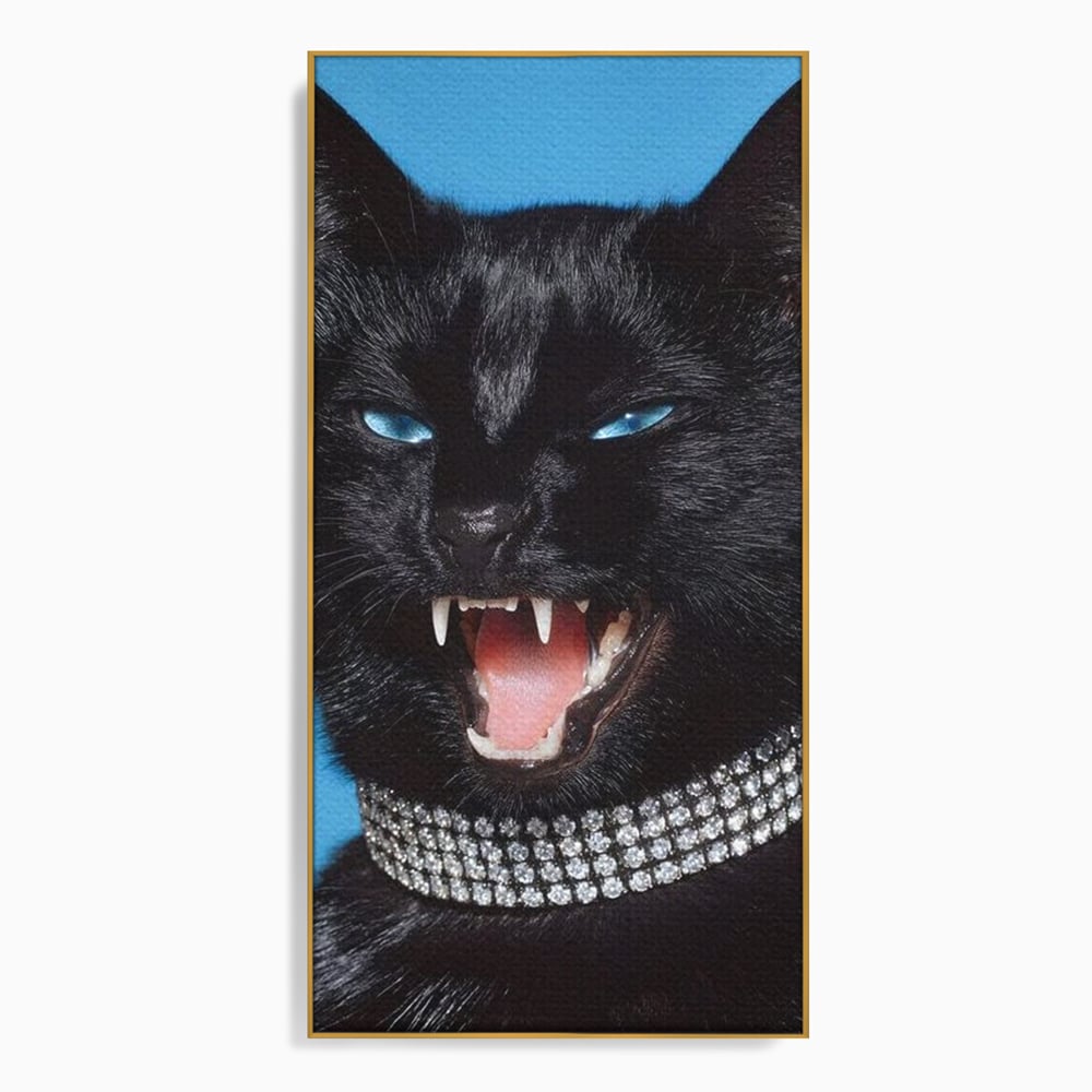 Tablou Canvas Premium, LuxCanva® M1531, Colti de Diamant, Zgarda, Diamante, Bijuterie, Motan, Felina, Animal, Fioros, Dormitor, Birou, Living, Camera Copil