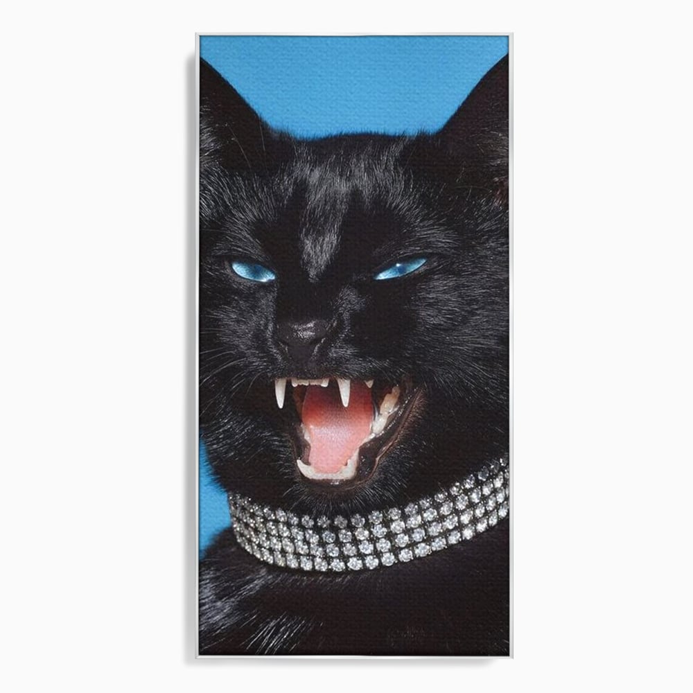 Tablou Canvas Premium, LuxCanva® M1531, Colti de Diamant, Zgarda, Diamante, Bijuterie, Motan, Felina, Animal, Fioros, Dormitor, Birou, Living, Camera Copil