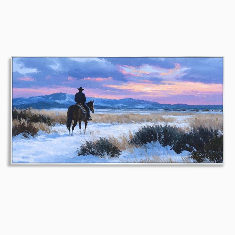 Tablou Canvas Premium, LuxCanva® M1532, Calaretul Singuratic, Calatorie, Aventura, Western, Cowboy, Armasar, Apus de Soare, Dormitor, Birou, Living, Camera Copil