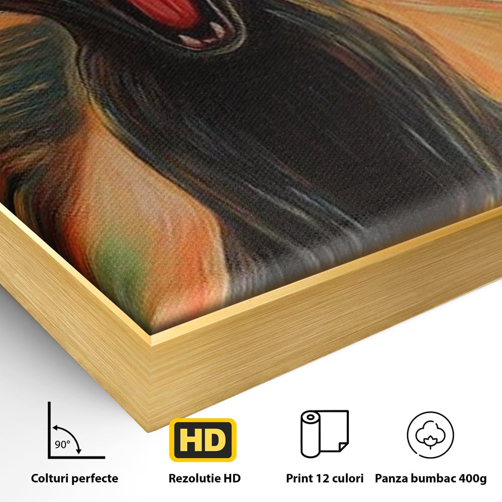 Leinwand Wandkunst Canvas Premium, LuxCanva® M1534, Schicksalsangst, Schrei, Panik, Drama, Drama, Reißzähne, Katze, Feline, Komödie, Modern, Schlafzimmer, Büro, Wohnzimmer, Kinderzimmer