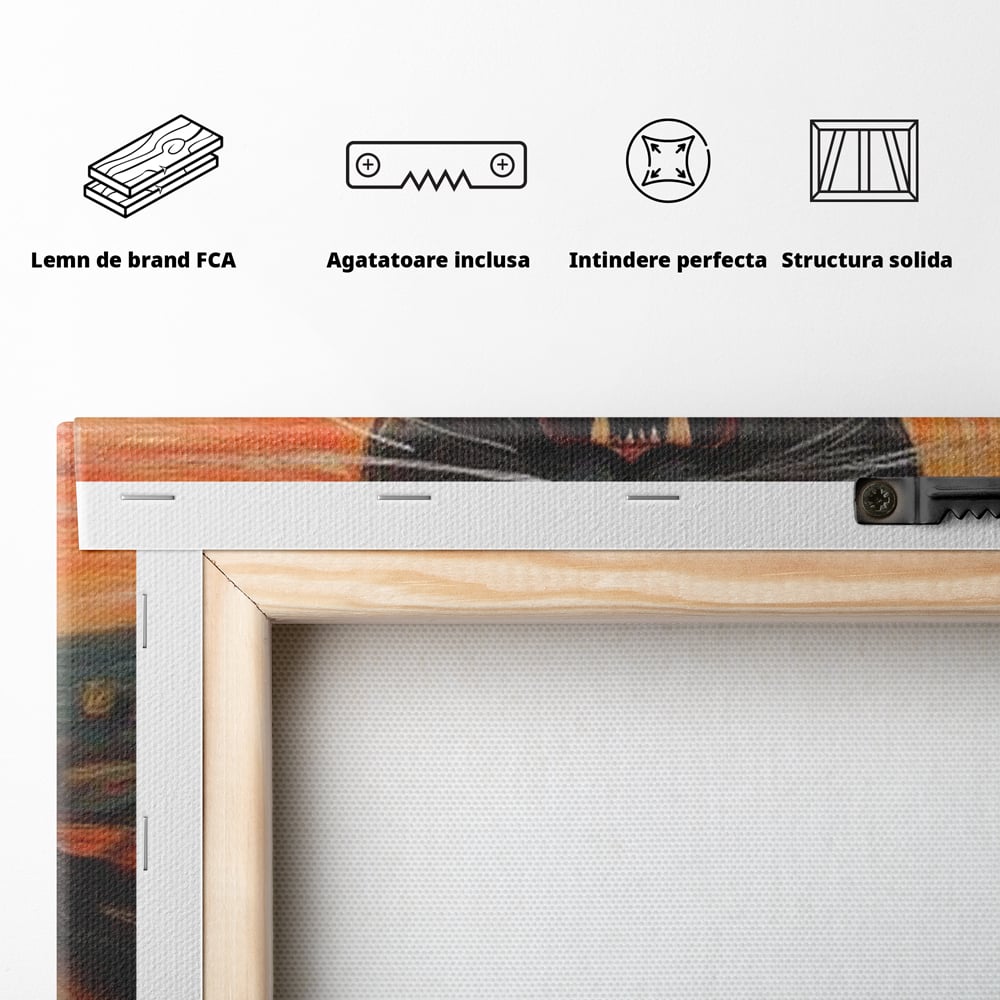 Leinwand Wandkunst Canvas Premium, LuxCanva® M1534, Schicksalsangst, Schrei, Panik, Drama, Drama, Reißzähne, Katze, Feline, Komödie, Modern, Schlafzimmer, Büro, Wohnzimmer, Kinderzimmer