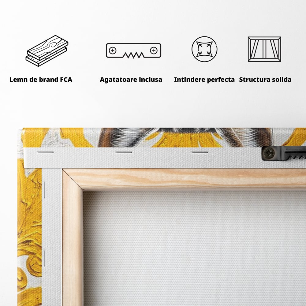 Leinwand Wandkunst Leinwand Wandkunst Premium, LuxCanva® M1535, Edel in Streifen, Katze, Tier, Katze, Elegant, Aristokrat, Schnurrbart, Schnurrbart, Ornamental, Schlafzimmer, Büro, Wohnzimmer, Kinderzimmer