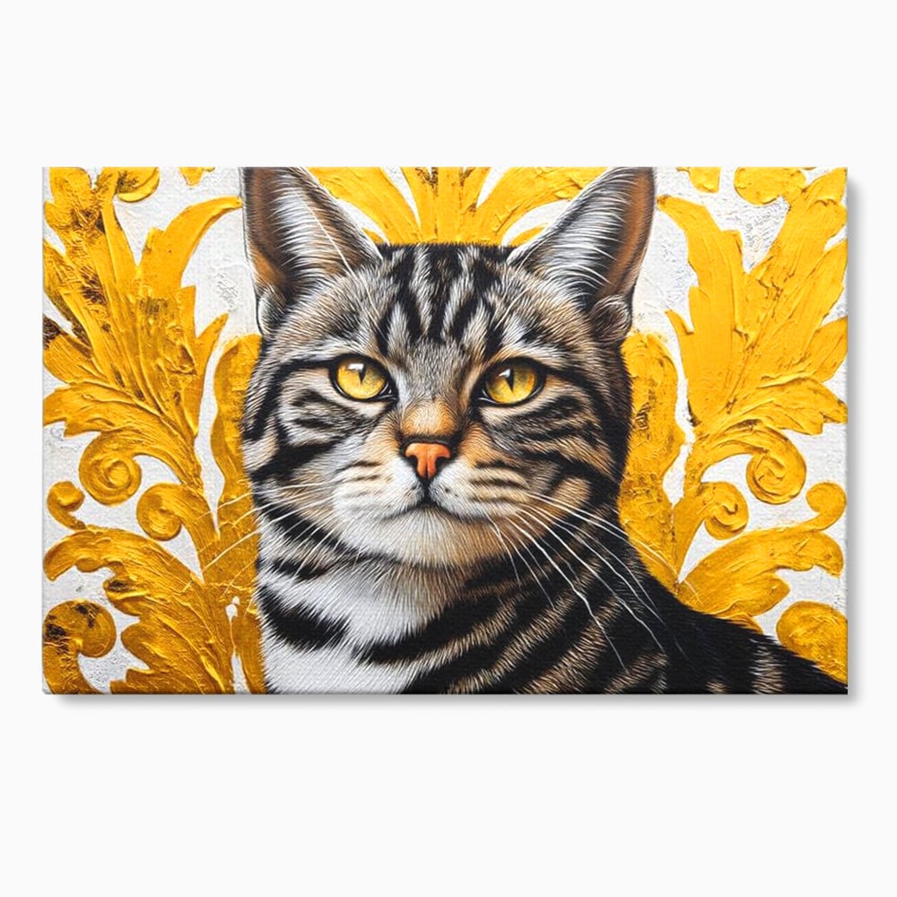Leinwand Wandkunst Leinwand Wandkunst Premium, LuxCanva® M1535, Edel in Streifen, Katze, Tier, Katze, Elegant, Aristokrat, Schnurrbart, Schnurrbart, Ornamental, Schlafzimmer, Büro, Wohnzimmer, Kinderzimmer