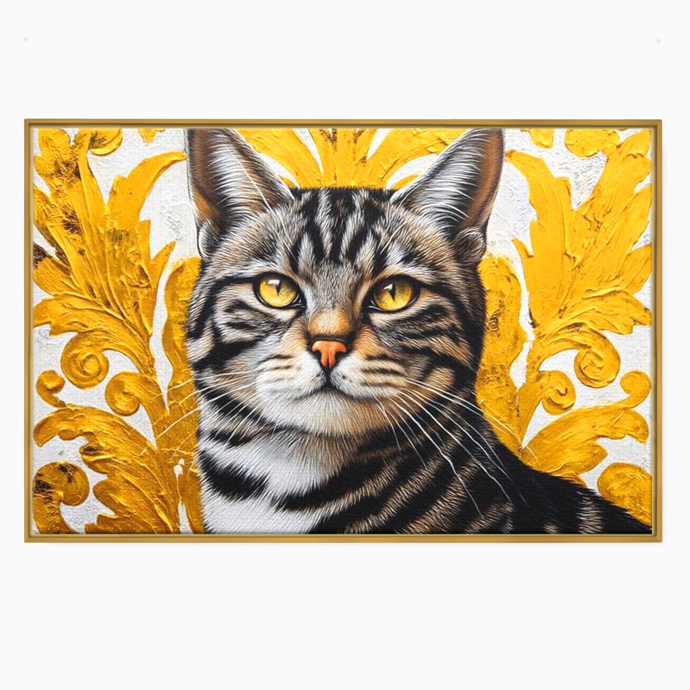 Leinwand Wandkunst Leinwand Wandkunst Premium, LuxCanva® M1535, Edel in Streifen, Katze, Tier, Katze, Elegant, Aristokrat, Schnurrbart, Schnurrbart, Ornamental, Schlafzimmer, Büro, Wohnzimmer, Kinderzimmer