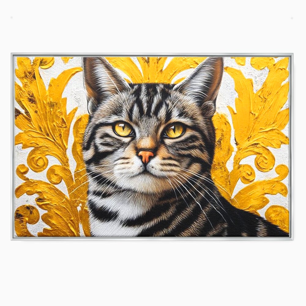 Leinwand Wandkunst Leinwand Wandkunst Premium, LuxCanva® M1535, Edel in Streifen, Katze, Tier, Katze, Elegant, Aristokrat, Schnurrbart, Schnurrbart, Ornamental, Schlafzimmer, Büro, Wohnzimmer, Kinderzimmer