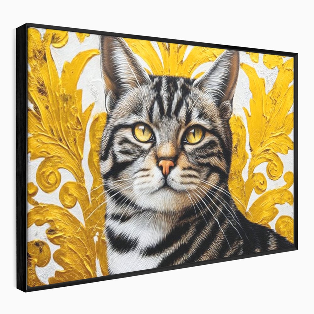 Leinwand Wandkunst Leinwand Wandkunst Premium, LuxCanva® M1535, Edel in Streifen, Katze, Tier, Katze, Elegant, Aristokrat, Schnurrbart, Schnurrbart, Ornamental, Schlafzimmer, Büro, Wohnzimmer, Kinderzimmer