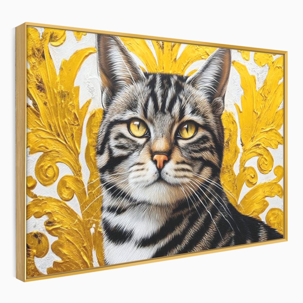 Leinwand Wandkunst Leinwand Wandkunst Premium, LuxCanva® M1535, Edel in Streifen, Katze, Tier, Katze, Elegant, Aristokrat, Schnurrbart, Schnurrbart, Ornamental, Schlafzimmer, Büro, Wohnzimmer, Kinderzimmer