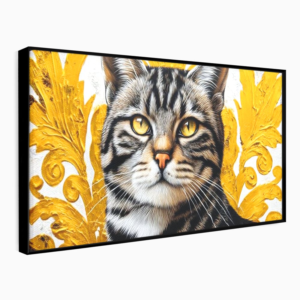 Leinwand Wandkunst Leinwand Wandkunst Premium, LuxCanva® M1535, Edel in Streifen, Katze, Tier, Katze, Elegant, Aristokrat, Schnurrbart, Schnurrbart, Ornamental, Schlafzimmer, Büro, Wohnzimmer, Kinderzimmer