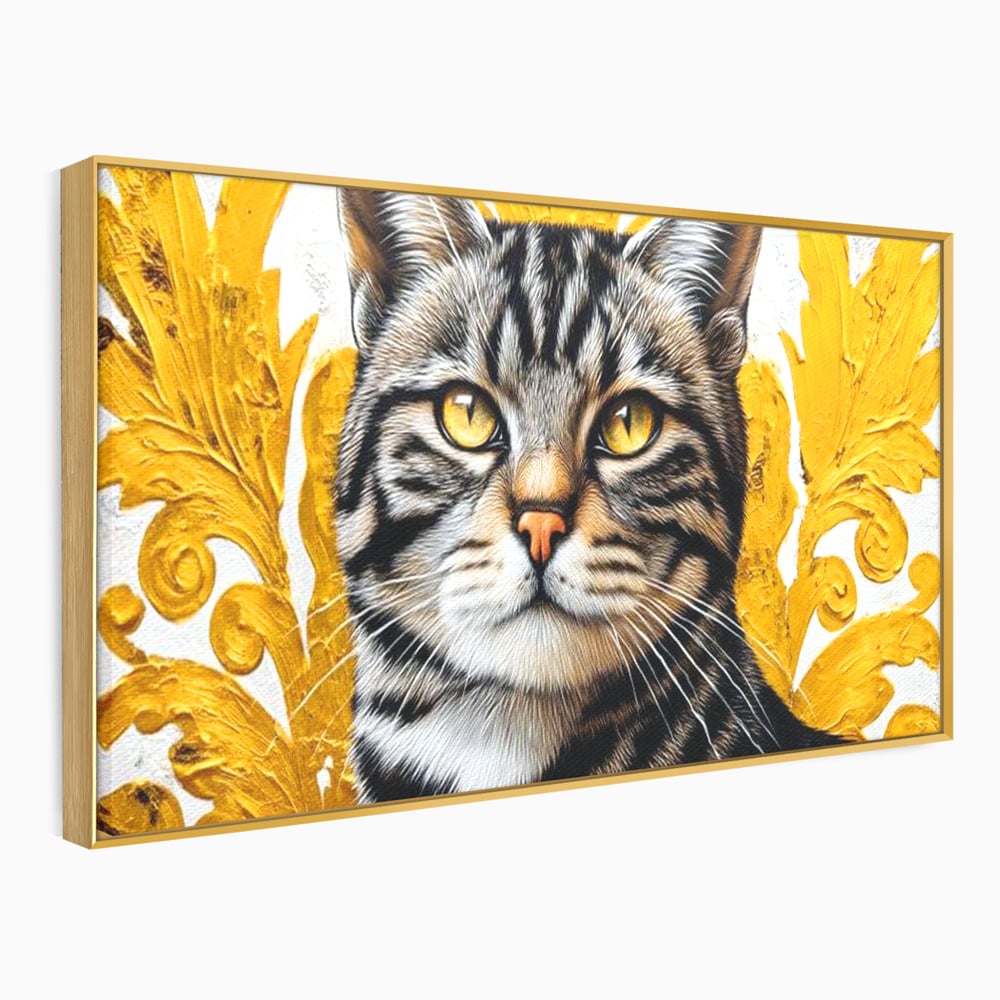 Leinwand Wandkunst Leinwand Wandkunst Premium, LuxCanva® M1535, Edel in Streifen, Katze, Tier, Katze, Elegant, Aristokrat, Schnurrbart, Schnurrbart, Ornamental, Schlafzimmer, Büro, Wohnzimmer, Kinderzimmer