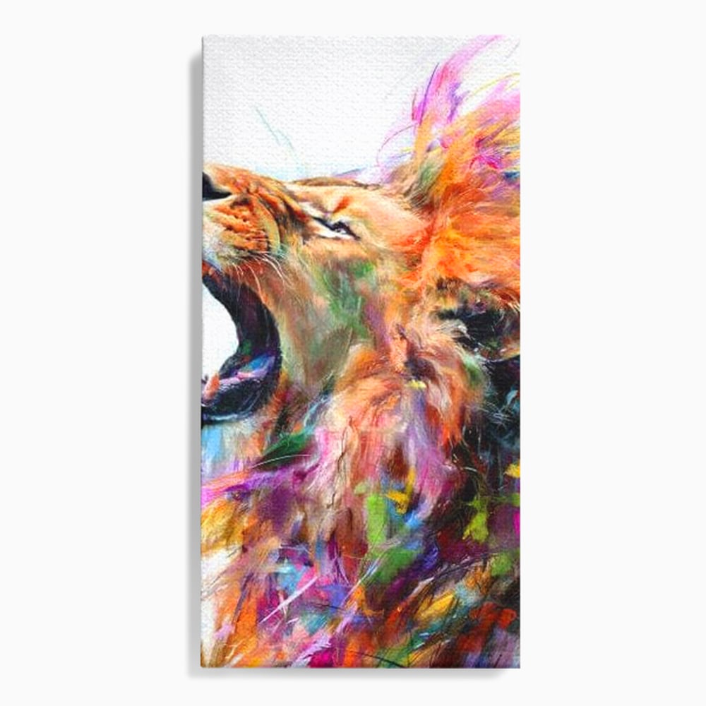 Tablou Canvas Premium, LuxCanva® M1536, Originea Curajului, Leu, Raget, Regele Junglei, Putere, Pictura, Animal, Multicolor, Dormitor, Birou, Living, Camera Copil