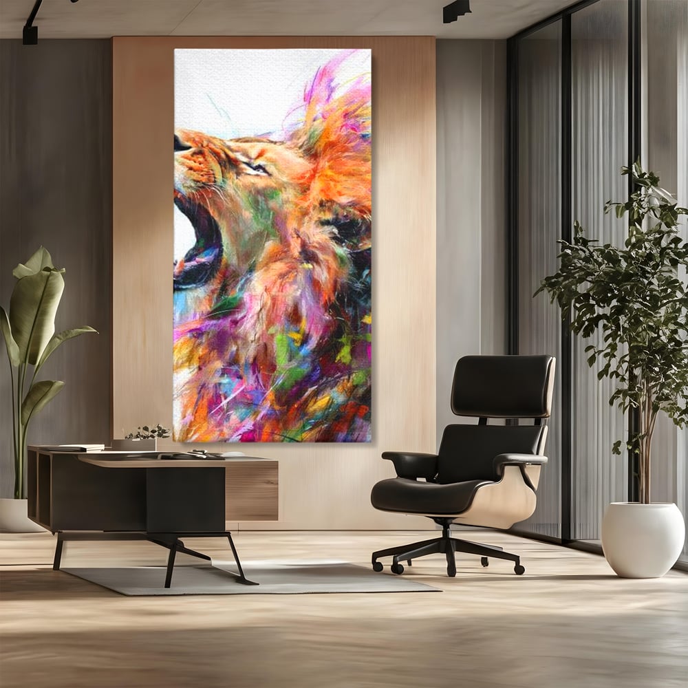 Tablou Canvas Premium, LuxCanva® M1536, Originea Curajului, Leu, Raget, Regele Junglei, Putere, Pictura, Animal, Multicolor, Dormitor, Birou, Living, Camera Copil