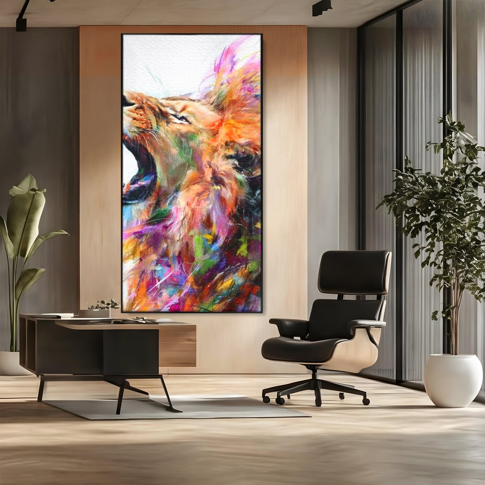 Tablou Canvas Premium, LuxCanva® M1536, Originea Curajului, Leu, Raget, Regele Junglei, Putere, Pictura, Animal, Multicolor, Dormitor, Birou, Living, Camera Copil