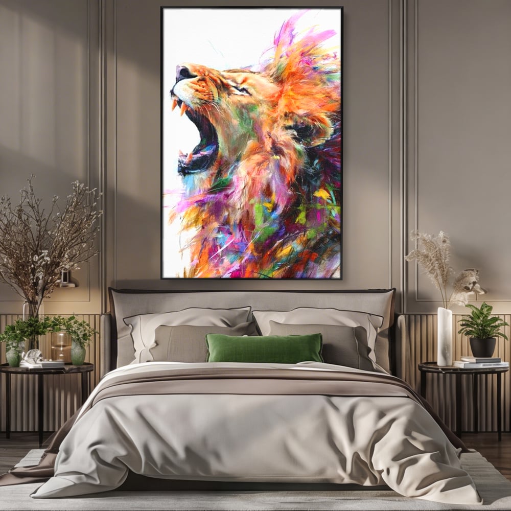 Tablou Canvas Premium, LuxCanva® M1536, Originea Curajului, Leu, Raget, Regele Junglei, Putere, Pictura, Animal, Multicolor, Dormitor, Birou, Living, Camera Copil